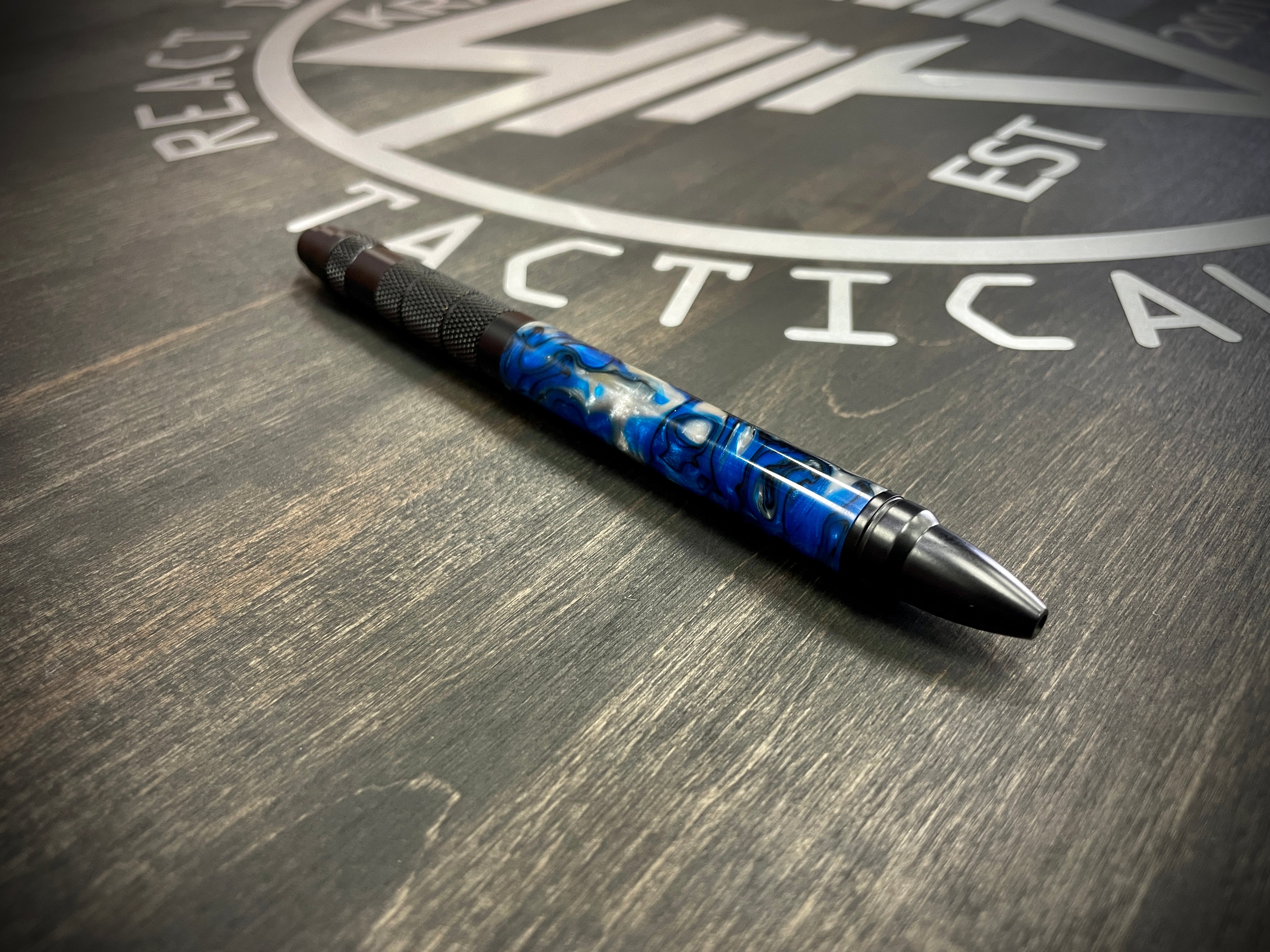Blue Damascus Tactical Pen
