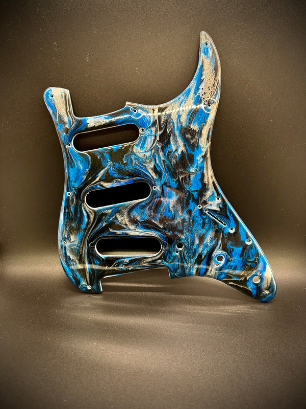 Custom “Blue Damascus” Resin top Pick Guard