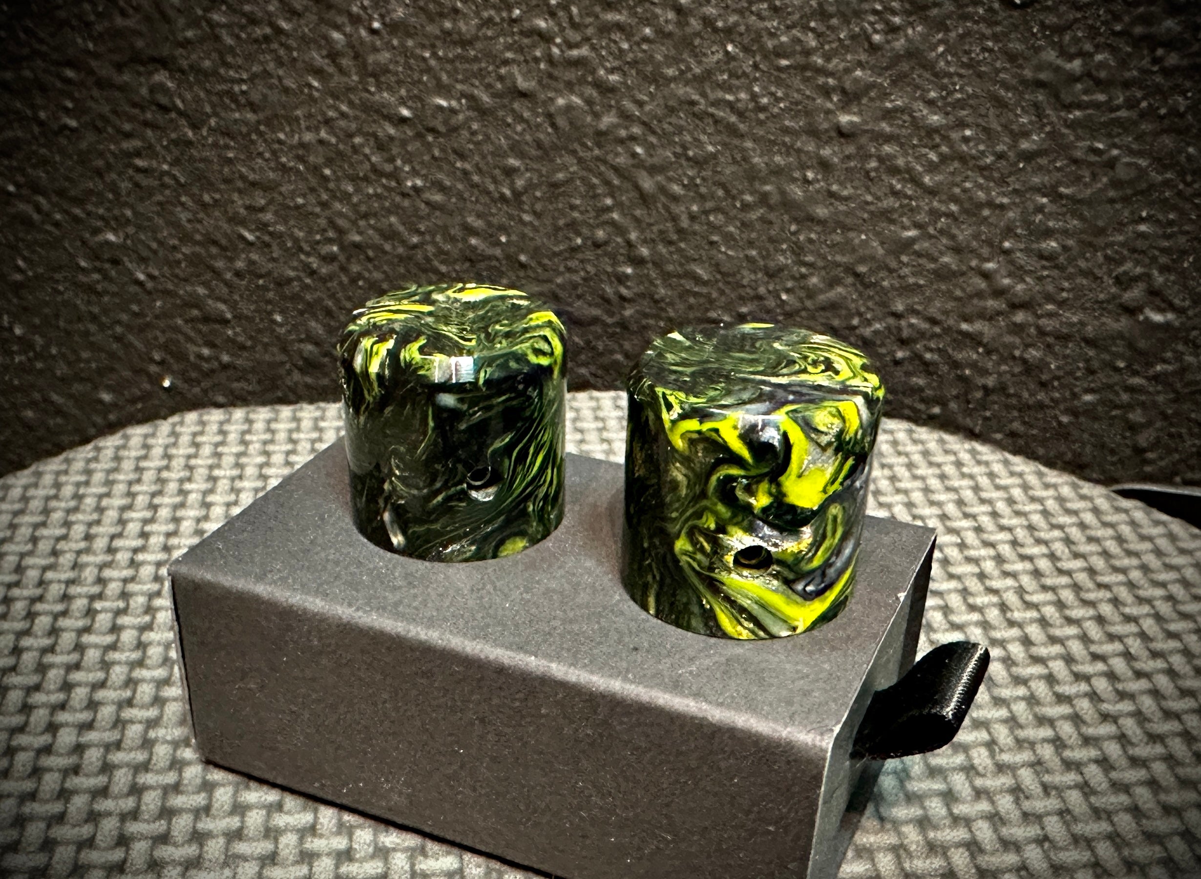 Custom "Yellow Damascus" Guitar and Bass Volume knob Set
