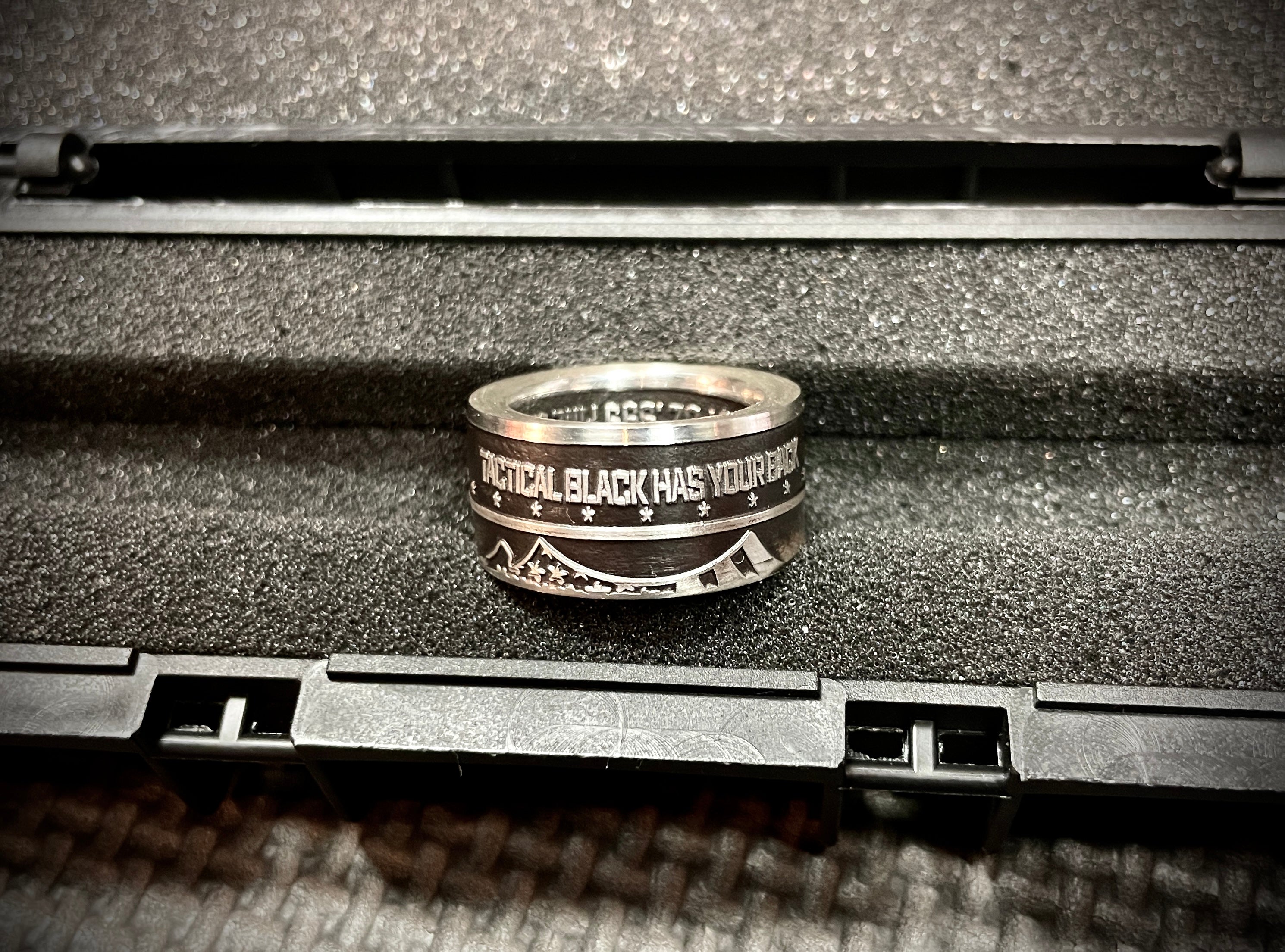 Tactical Black Has Your Back First Responder Silver Ring