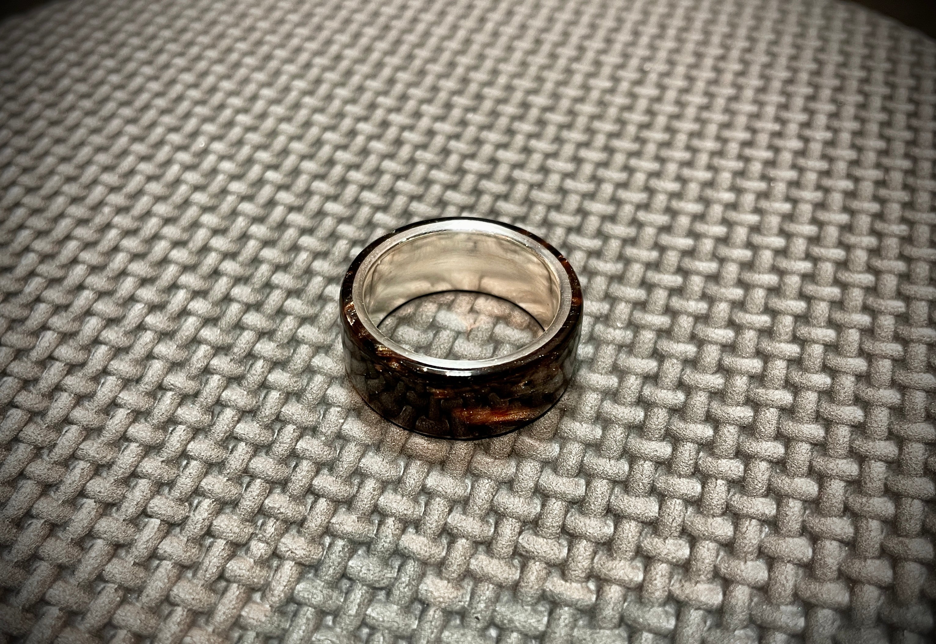 Copper Burl Fine Silver Lined Resin Ring