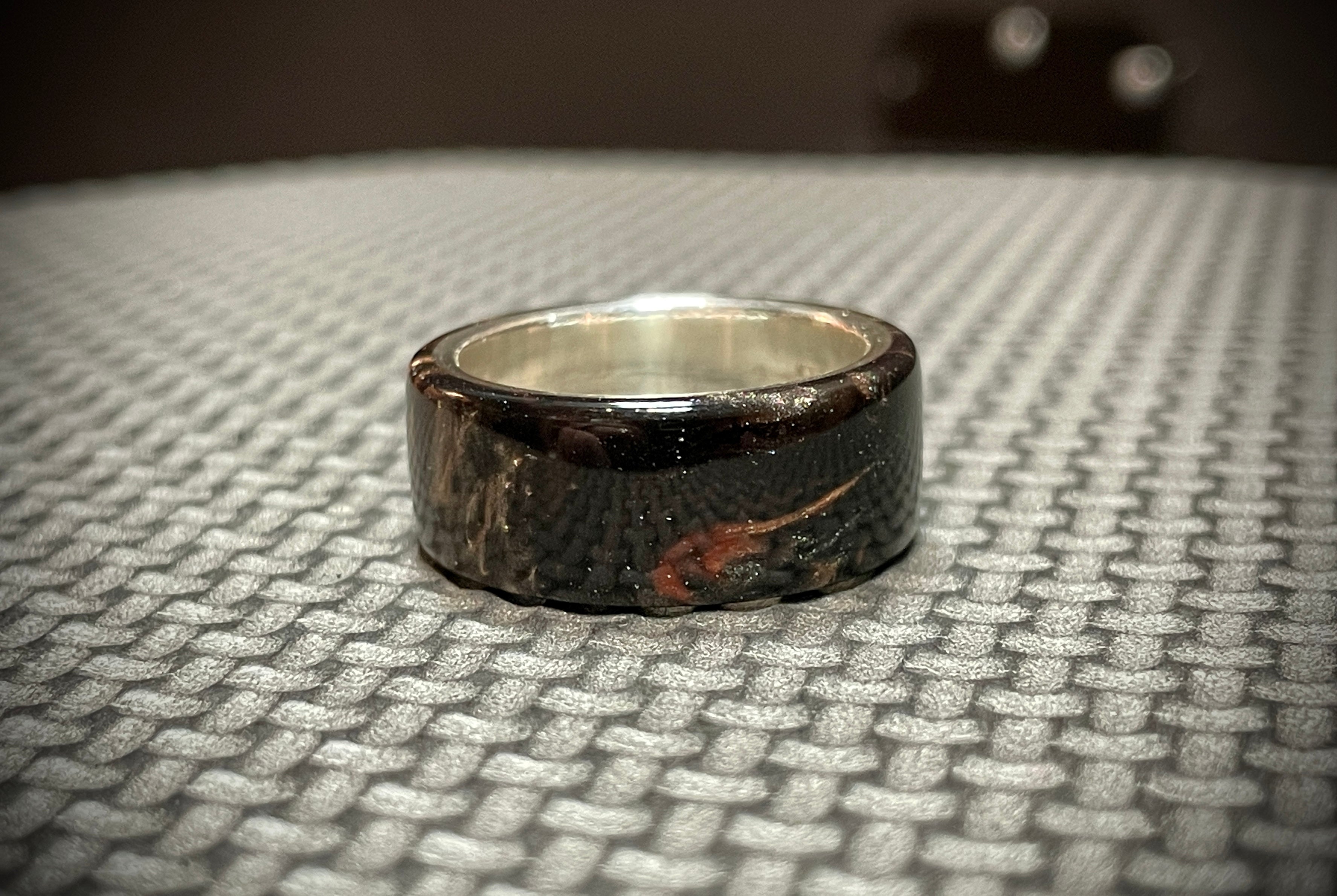 Copper Burl Fine Silver Lined Resin Ring