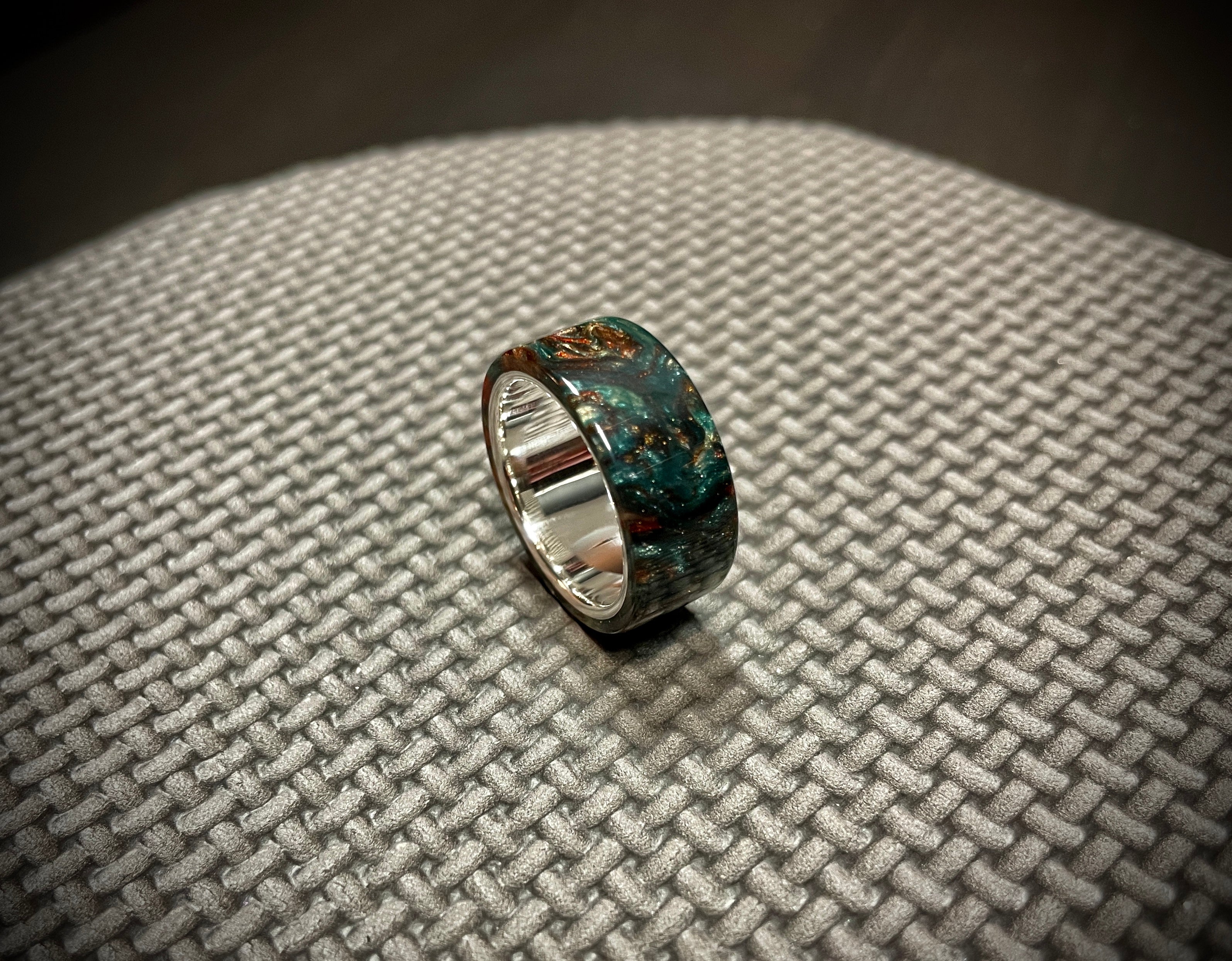 Deep Woods Fine Silver Lined Resin Ring