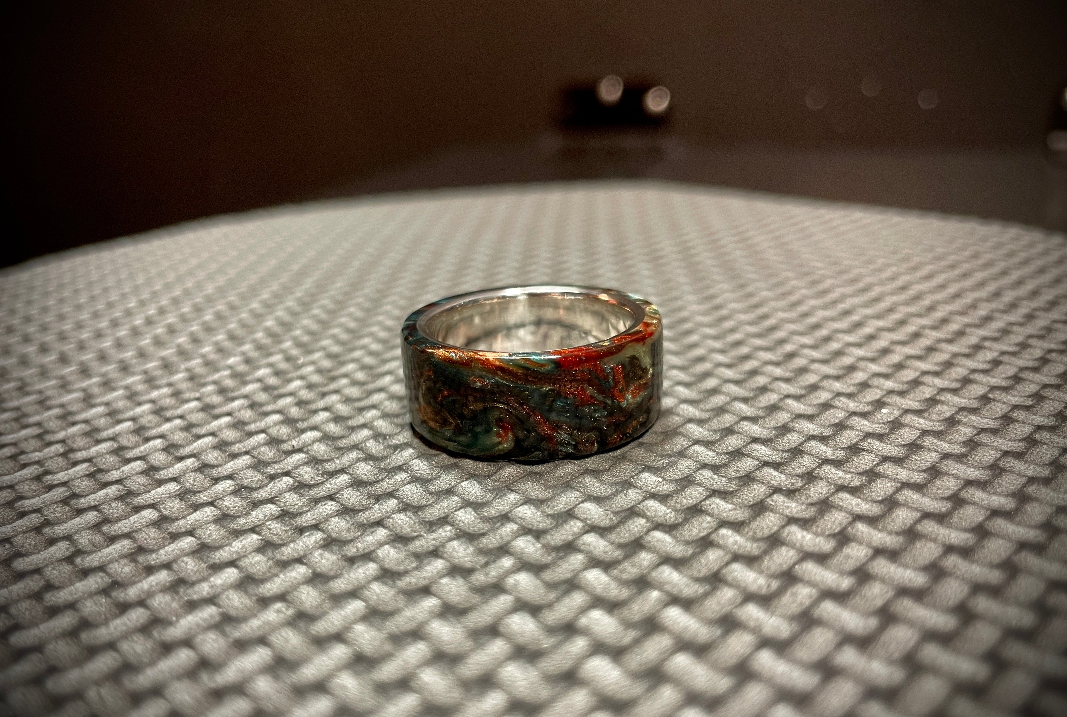 Deep Woods Fine Silver Lined Resin Ring
